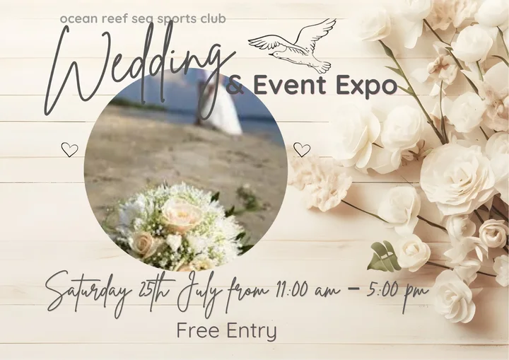 The brand spanking new @oceanreefseasportsclub will be showcasing its new premises at a Wedding & Events Expo taking place on Saturday 25th July, from 11am to 5pm.
Come pay a visit and see a host of local wedding vendors, including me!
See 